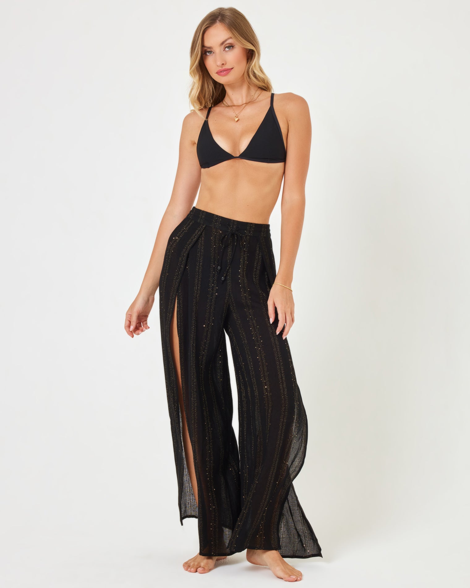 Shimmer Cali Pant - Black Black | Model: Taylor (size: S)