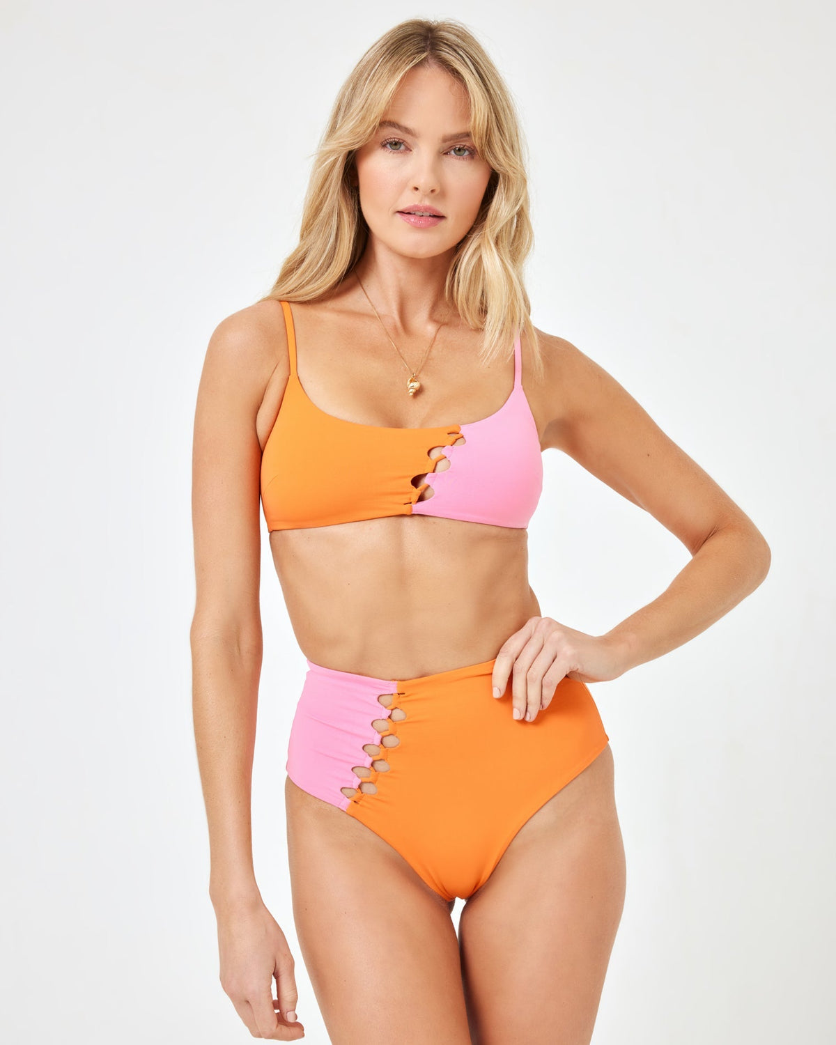 Solstice Bikini Top - Tangerine-Guava Tangerine-Guava | Model: Lura (size: S)