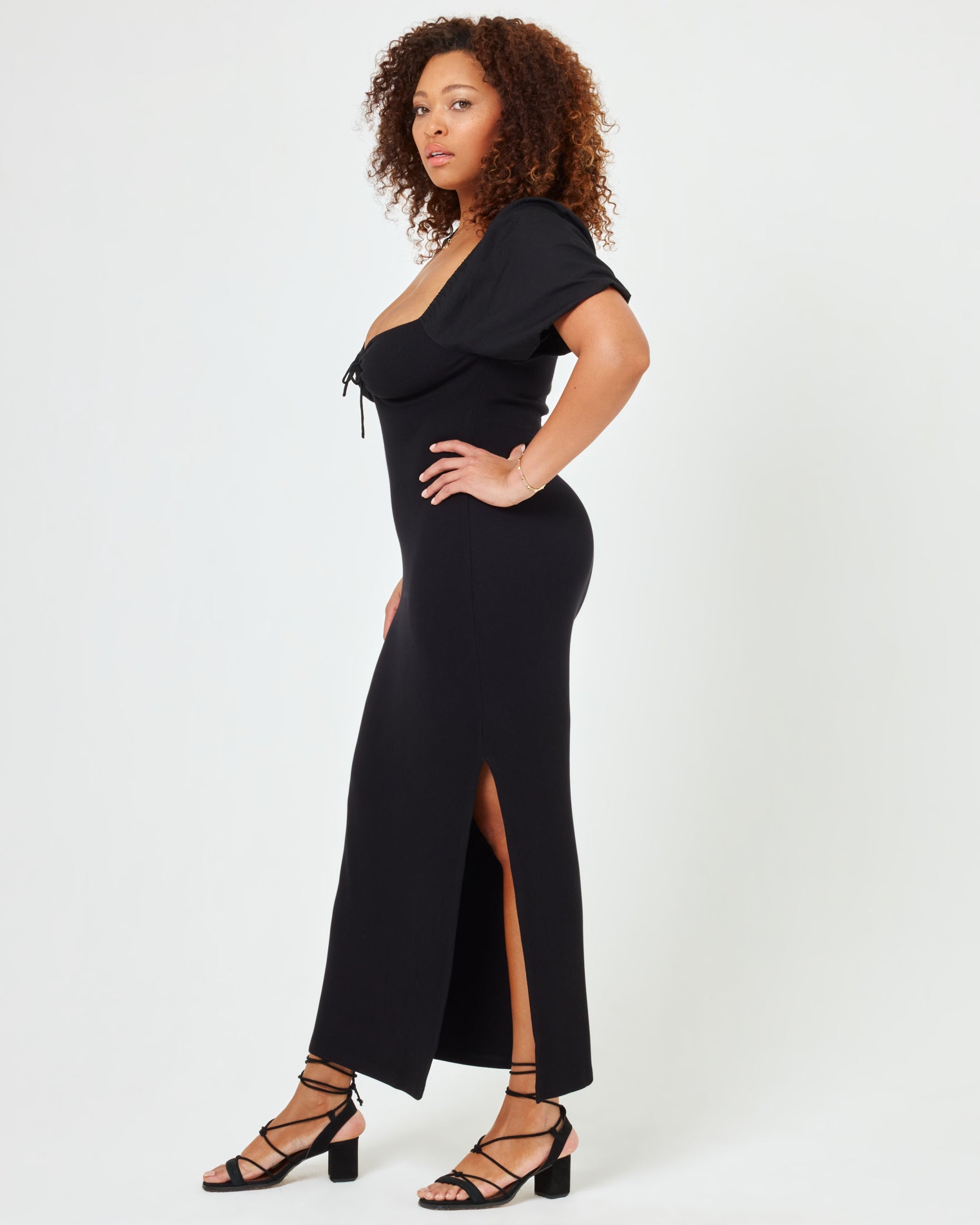 Chelsea Dress - Black Black | Model: Amber (size: XL) | Hover