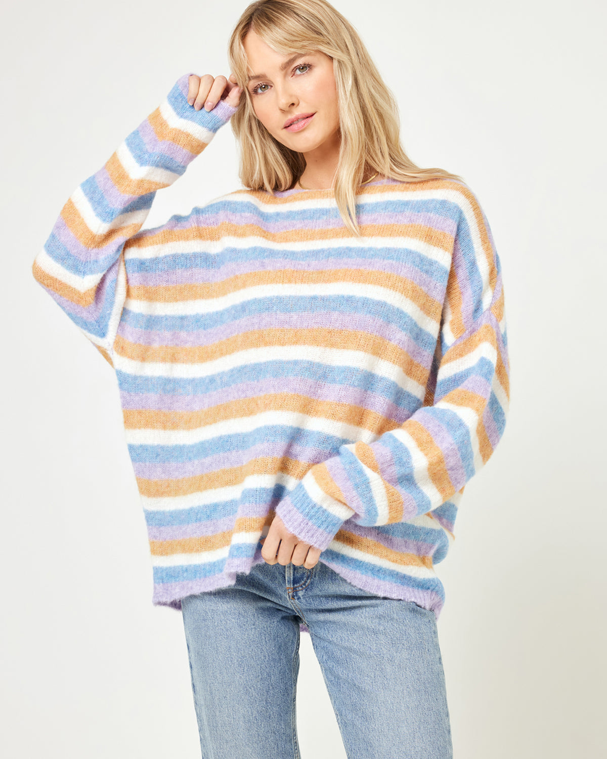 Cozy Clouds Sweater - Beautiful Skies Stripe Beautiful Skies Stripe | Model: Lura (size: S)