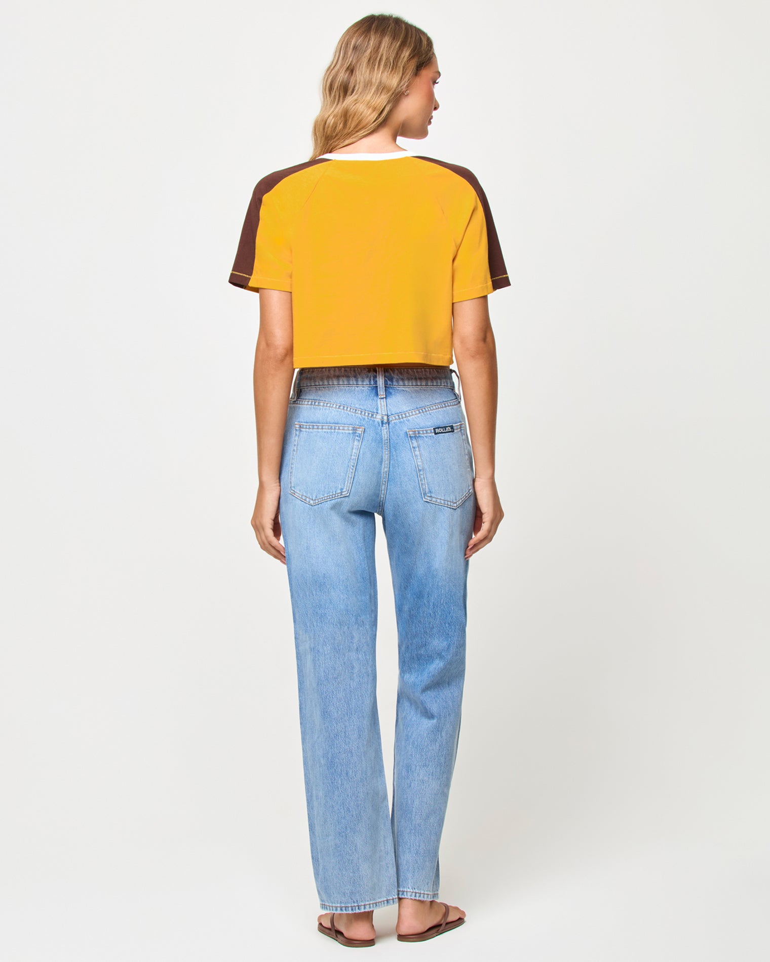 x The Salty Blonde Costa Crop Top - Cabo Sunset Back view of model wearing the LSPACE x The Salty Blonde Costa Crop Top in cabo sunset.