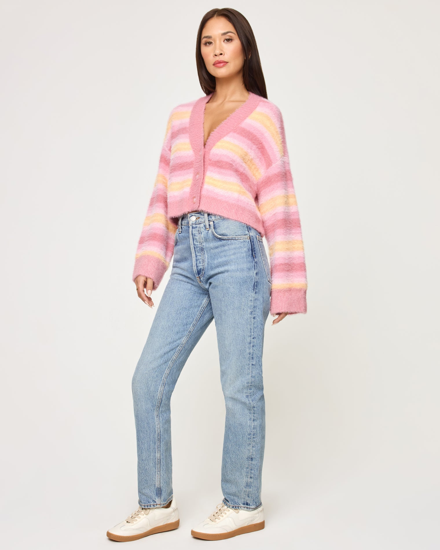 Daybreak Cardigan - Daybreak Stripe Daybreak Stripe | Model: Joycelyn (size: S) 