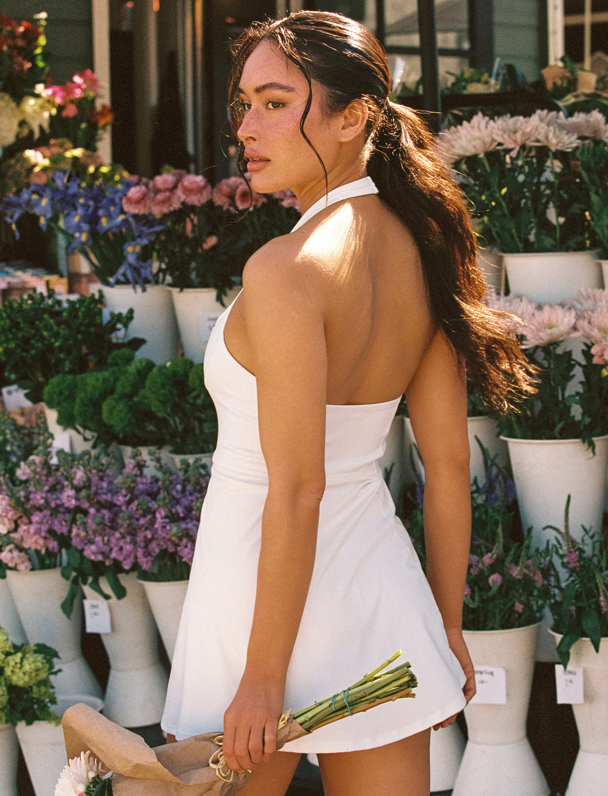 Pierce Dress - White White | Model: Kristen (size: S) | Hover
