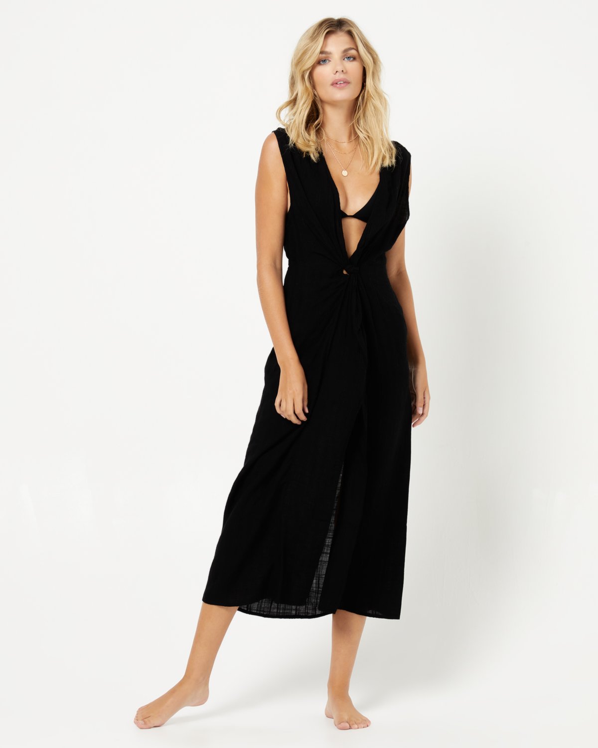 Down The Line Cover-Up - Black Black | Model: Stephanie (size: S)