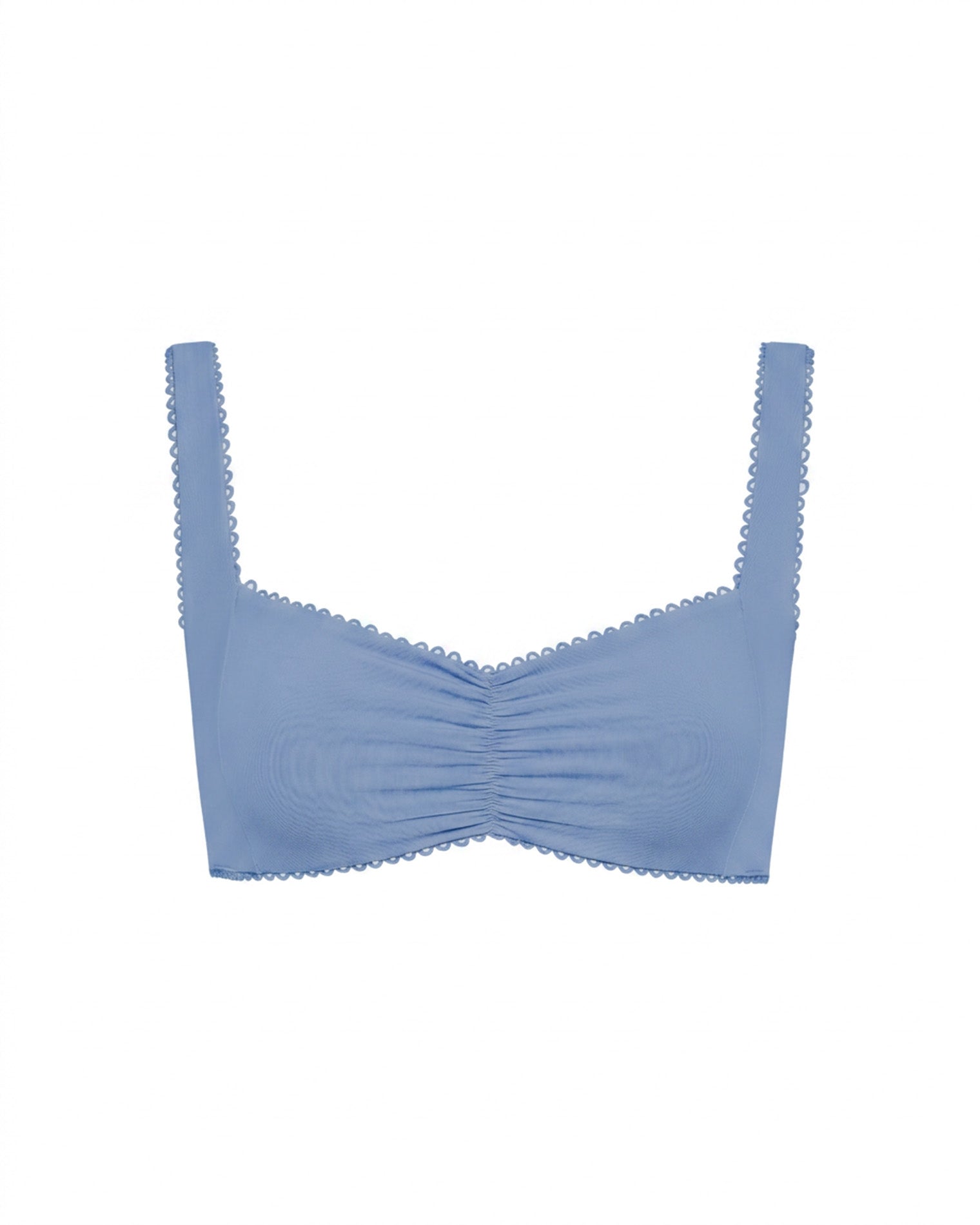 Effie Bikini Top - Chambray LSPACE Effie bikini top in Chambray, off-model flat lay.