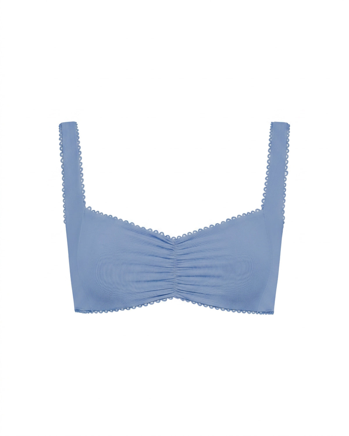Effie Bikini Top - Chambray LSPACE Effie bikini top in Chambray, off-model flat lay.