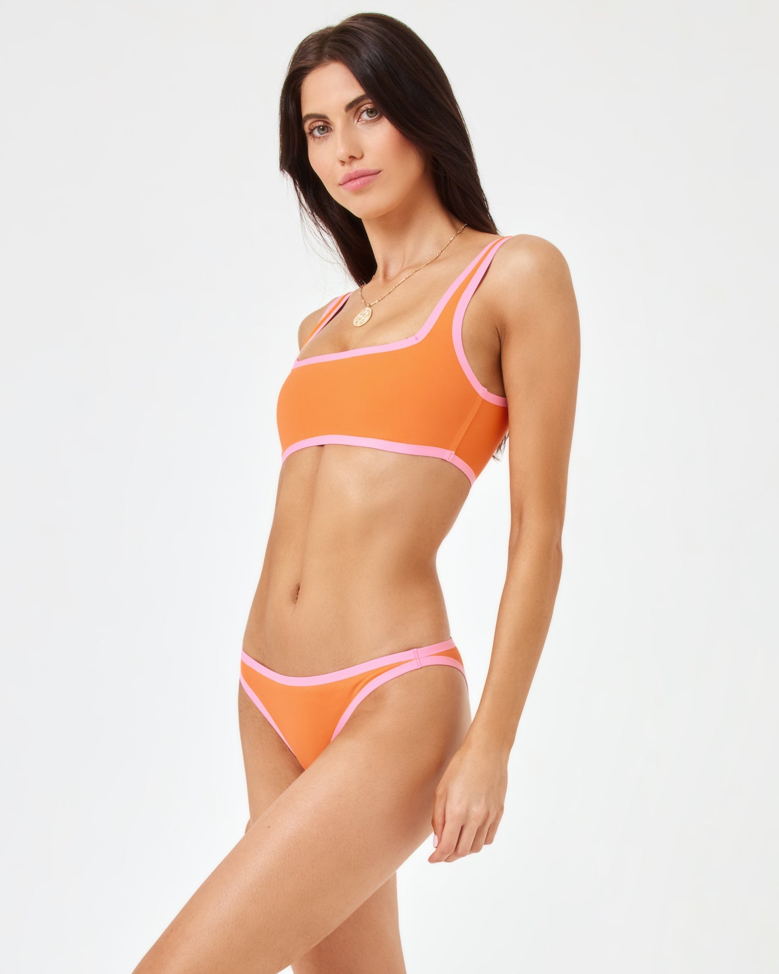 Seam-Free Color Block Camacho Bikini Bottom - Tangerine-Guava Seam-Free Color Block Camacho Bikini Bottom - Tangerine-Guava