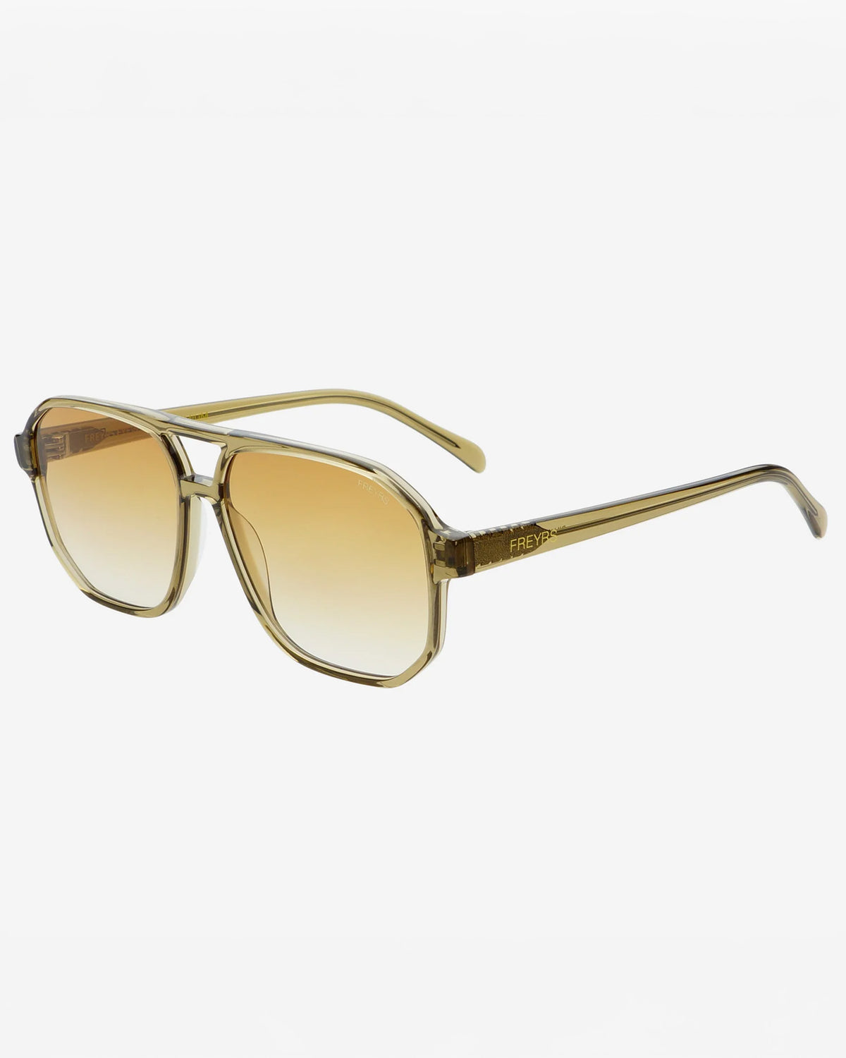 Freyrs Billie Sunglasses - Olive Side view of the Freyrs Billie Sunglasses in Olive showing the thing frame