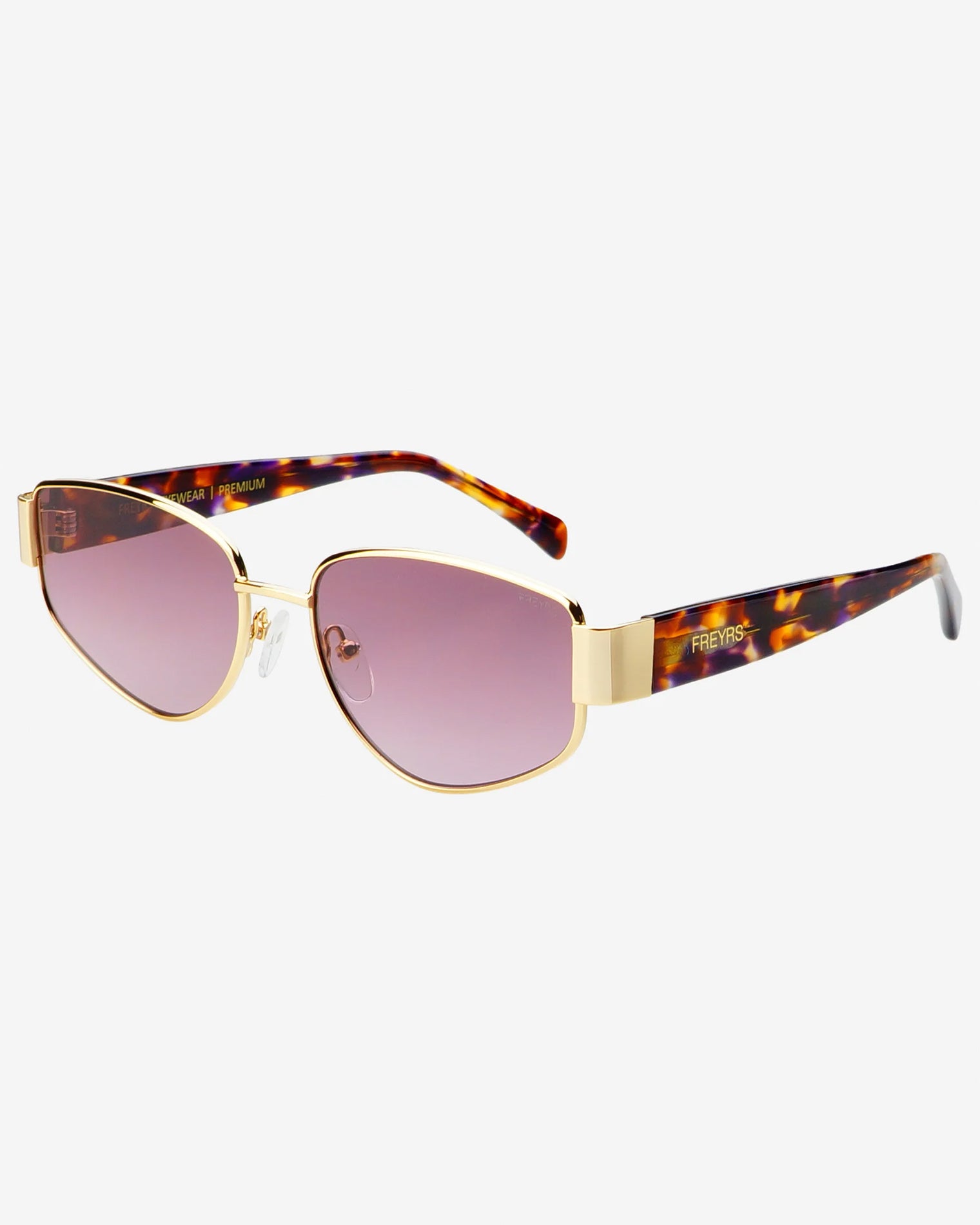 Freyrs Delilah Sunglasses - Gold Off-model angled view of the Freyrs Delilah Sunglasses in gold.