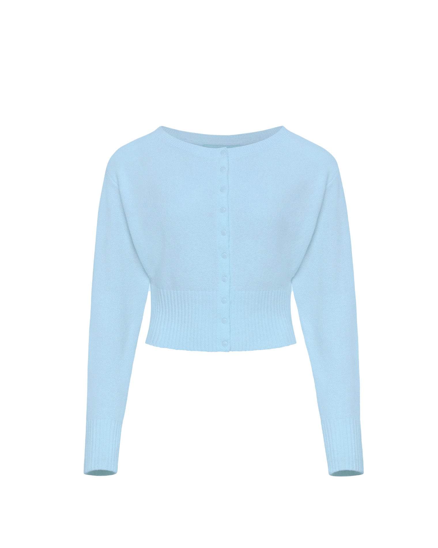 In The Moment Cardigan - Sky Blue LSPACE In the Moment cardigan in sky blue, off-model flat lay.