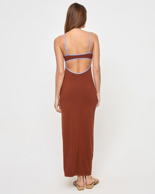 Jordana Dress - Tobacco Peri Blue