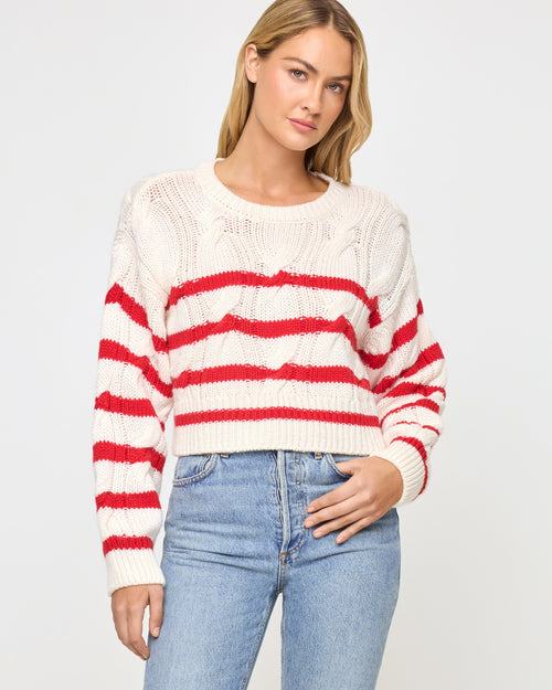 Cream Flame | Badge:New Arrival_#B2AC88_#ffffff' Red and cream striped knit sweater