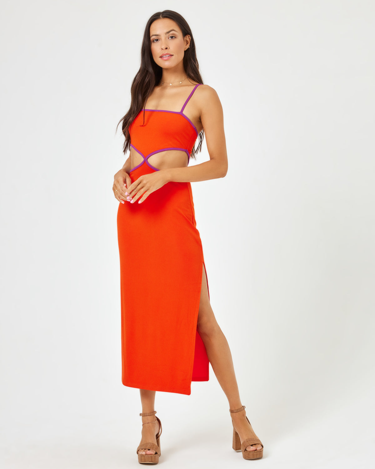 Libra Dress - Berry-Pimento Berry-Pimento | Model: Emily (size: S)