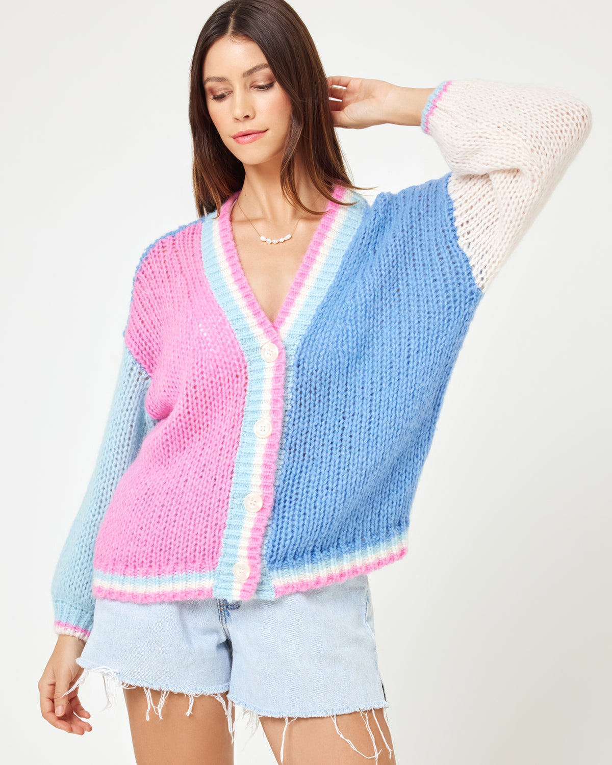 LSPACE x JVS Lido Cardigan - California Colorblock California Colorblock | Model: Kristen (size: S)