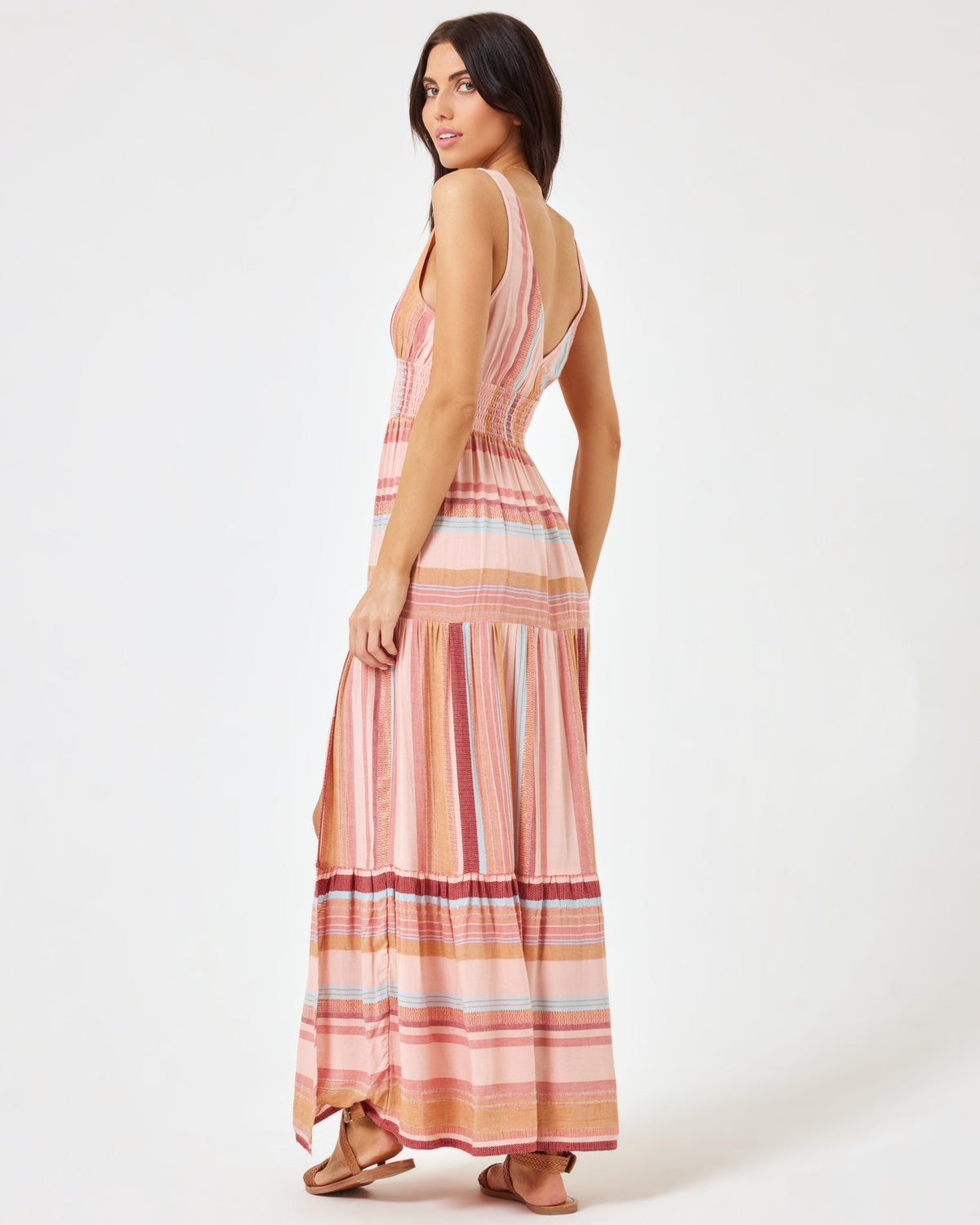Stripe Lilikoi Dress Santa Monica Stripe | Model: Diana (size: S) | Hover