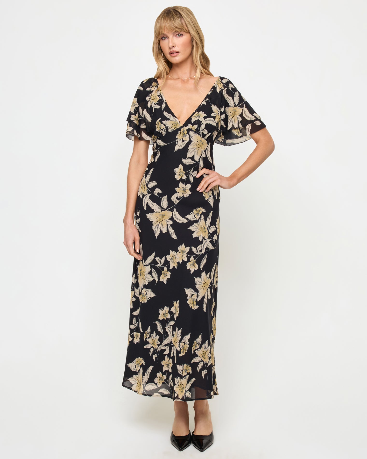 Lover Maxi Dress - Petal To The Metal Petal To The Metal | Badge:New Arrival_#B2AC88_#ffffff' Floral chiffon maxi dress