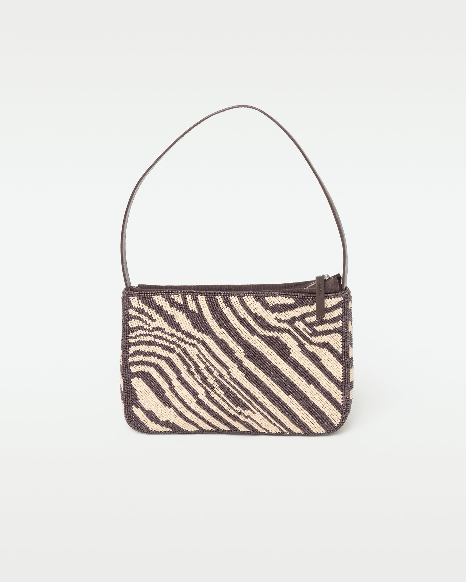 Zebra print beaded shoulder bag