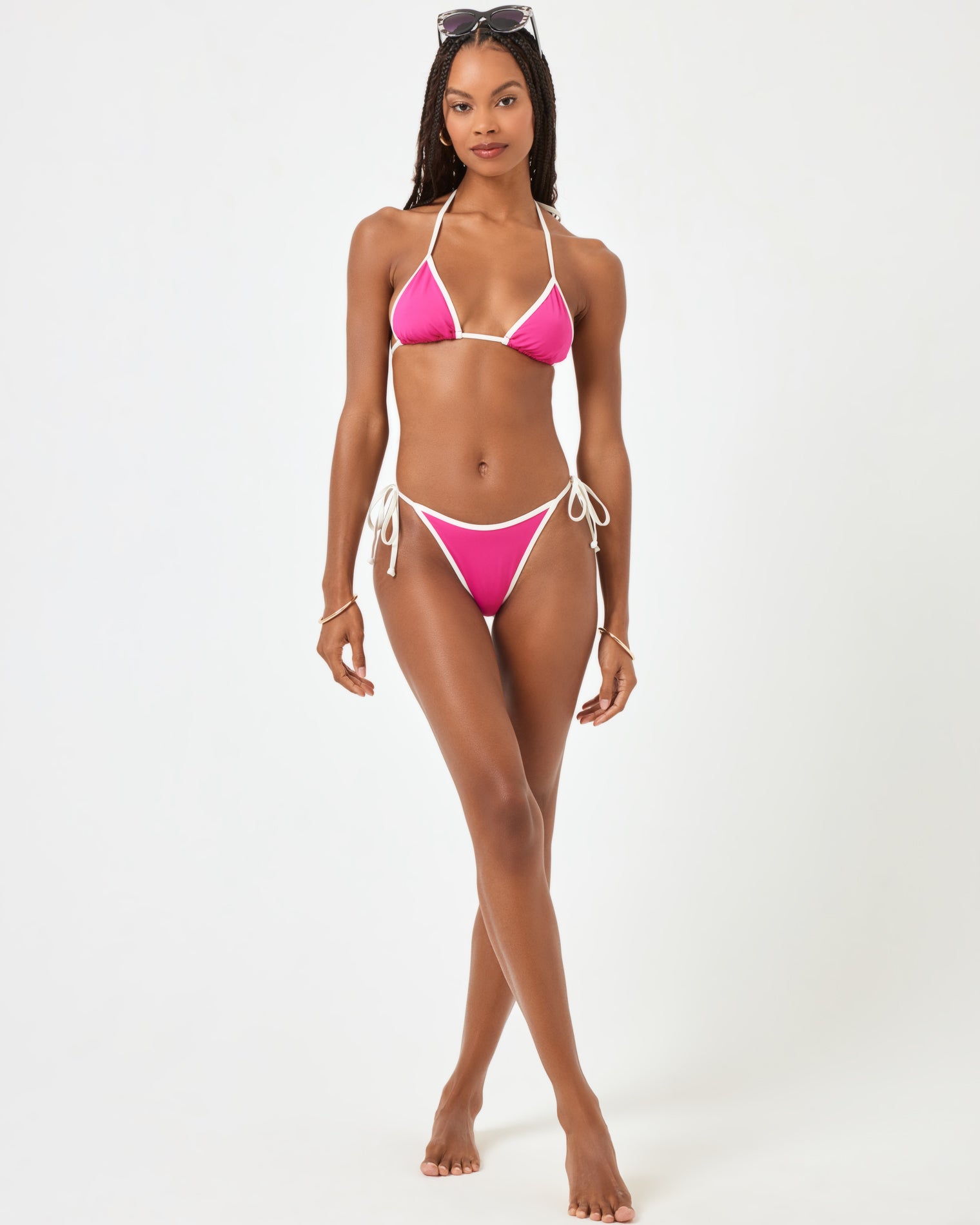 Aspen Bikini Top - Bougainvillea-Cream Bougainvillea-Cream | Model: Taelor (size: S) 