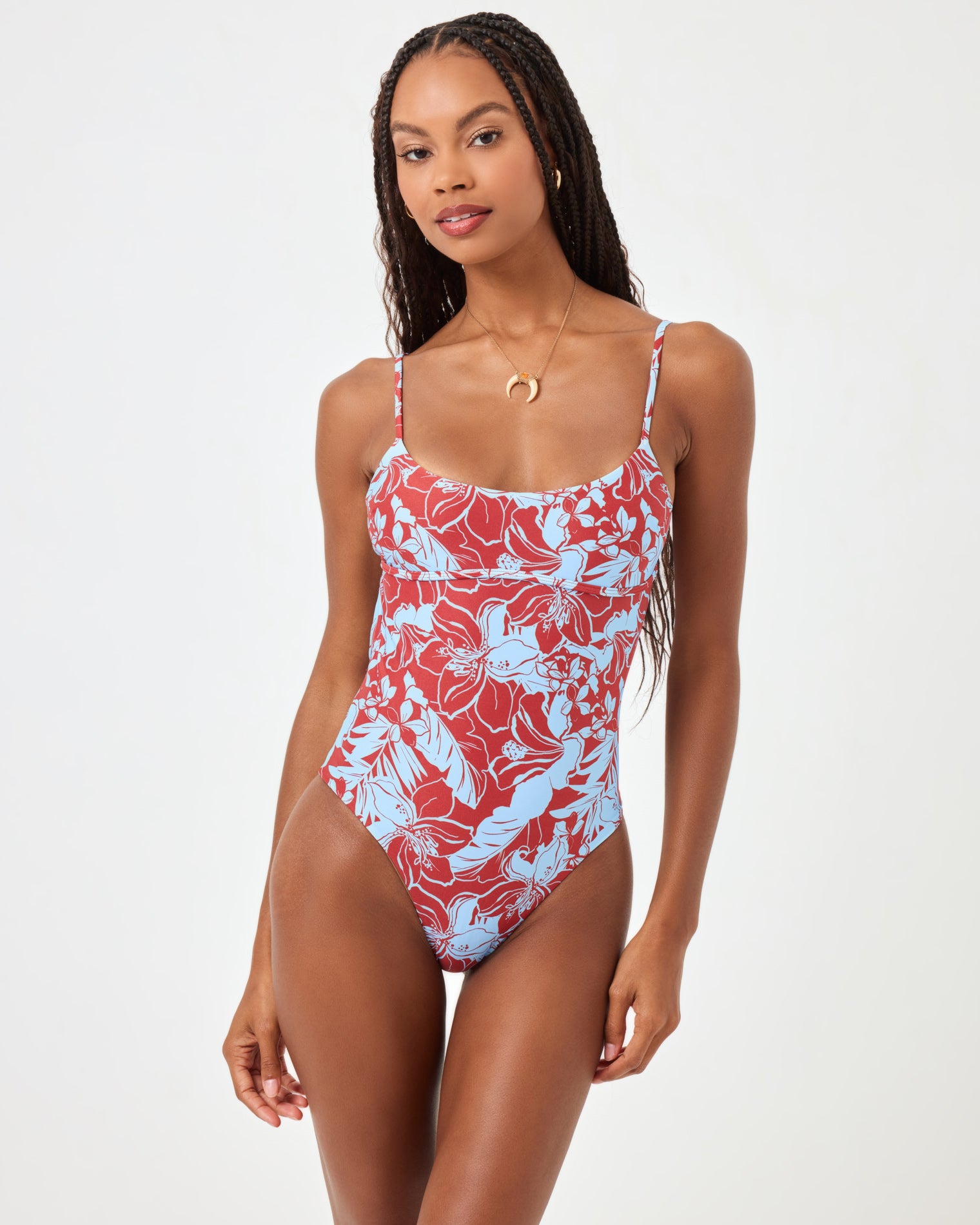 Eco Chic Econyl® Bree One Piece - Going Tropical Going Tropical | Model: Taelor (size: S) Badge:Eco Chic_#B2AC88_#ffffff
