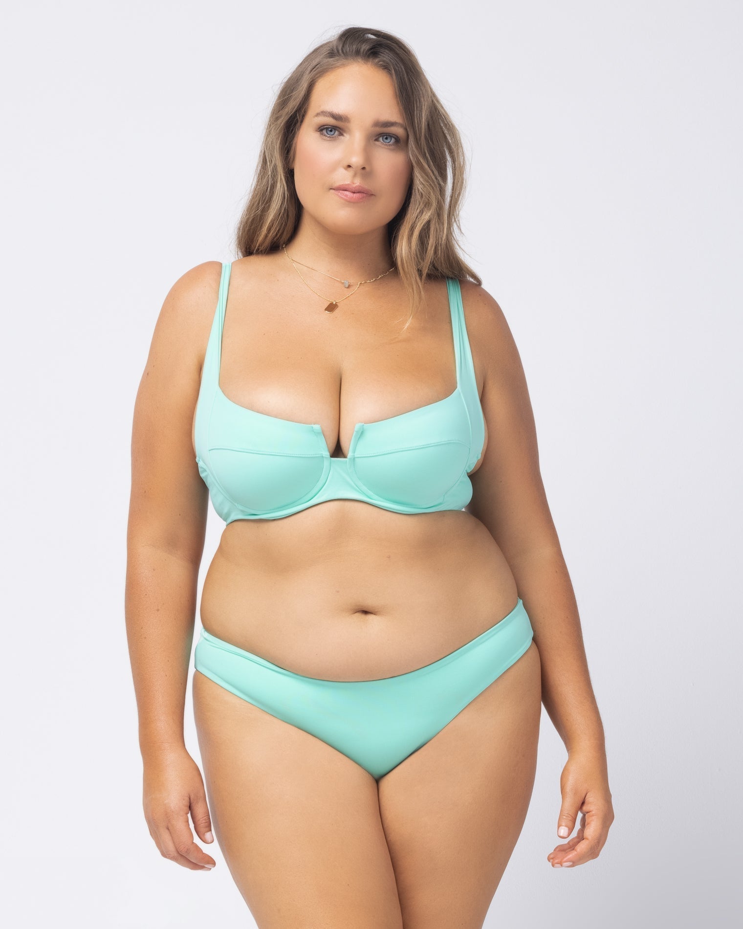 Camellia Bikini Top - Bright Teal Bright Teal | Model: Ali (size: XL)