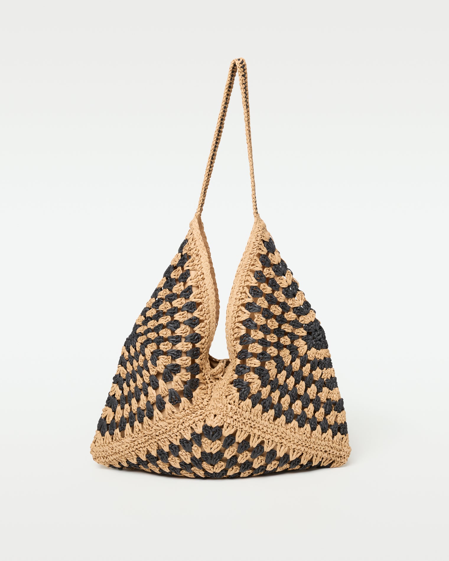 Coastline Beach Bag - Natural Black Natural Black | Badge:New Arrival_#B2AC88_#ffffff' Crochet beach bag in black and tan