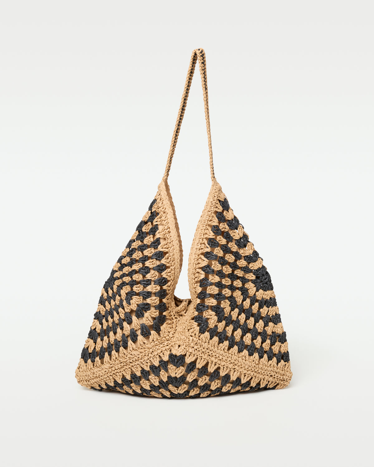 Coastline Beach Bag - Natural Black Natural Black | Badge:New Arrival_#B2AC88_#ffffff' Crochet beach bag in black and tan