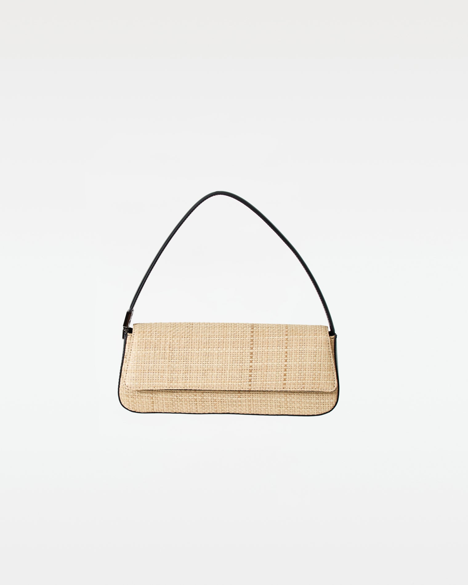Comporta Bag - Natural-Black Off model image of the Comporta Bag, showing the front flap.
