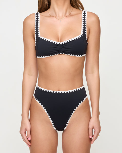 Savannah Bikini Bottom - Black-Cream
