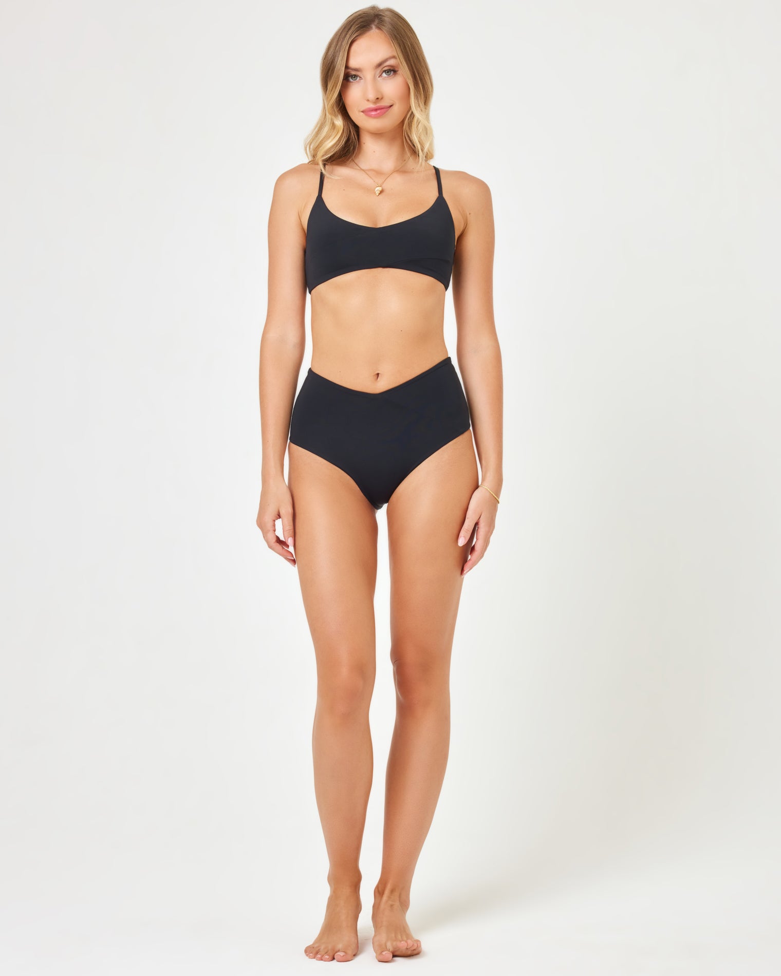 High Tide Bikini Bottom - Black Black | Model: Taylor (size: S) | Hover