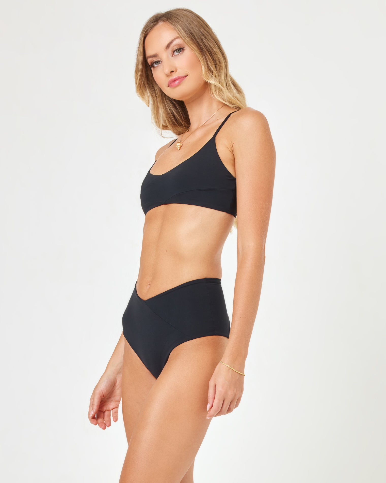 High Tide Bikini Bottom - Black Black | Model: Taylor (size: S)