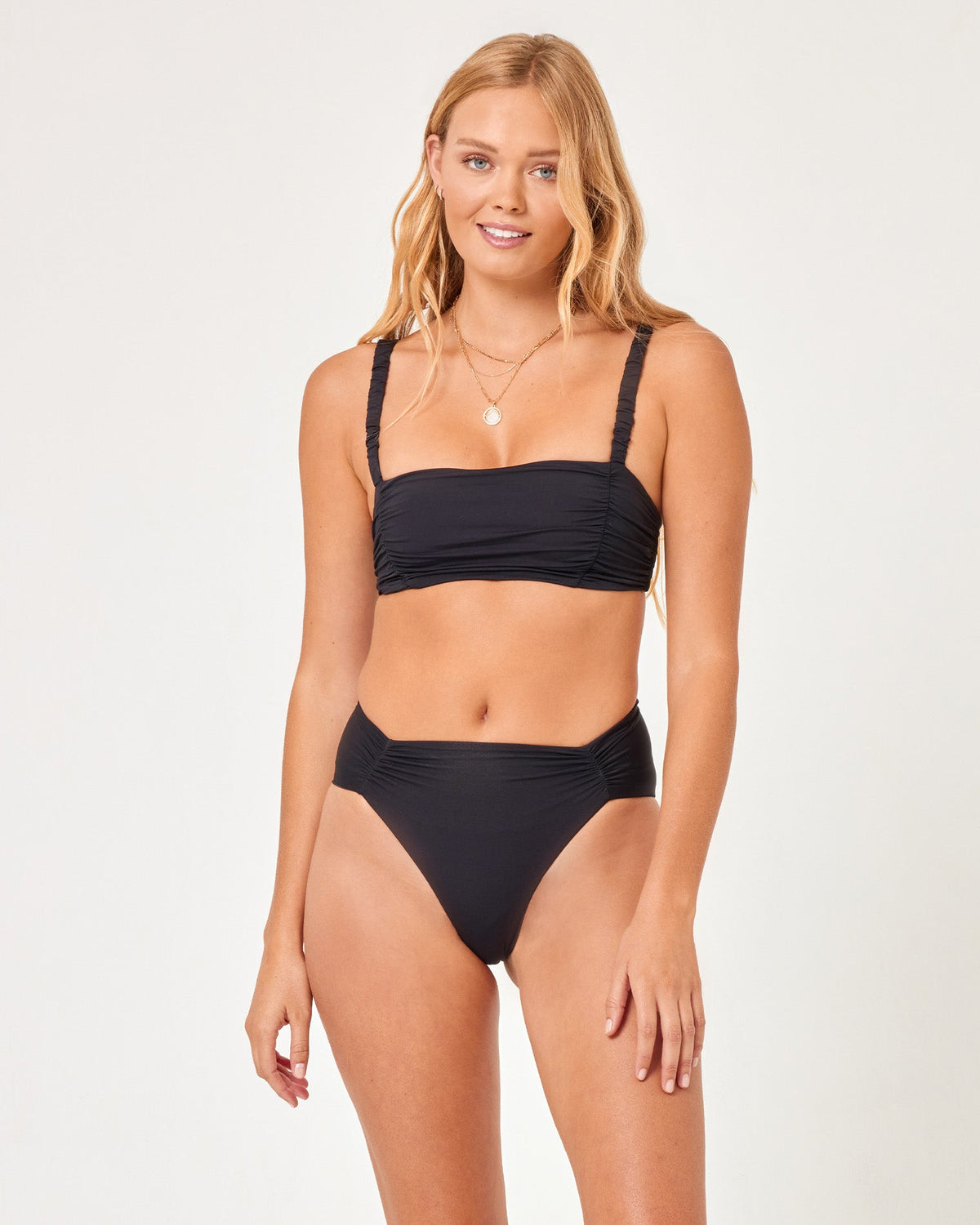 Joanna Bikini Top - Black Black | Model: Charlie (size: S)