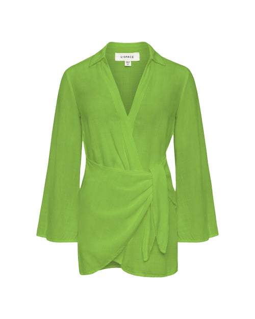 LSPACE Las Palmas Dress in verdant, off-model flat lay on white background.