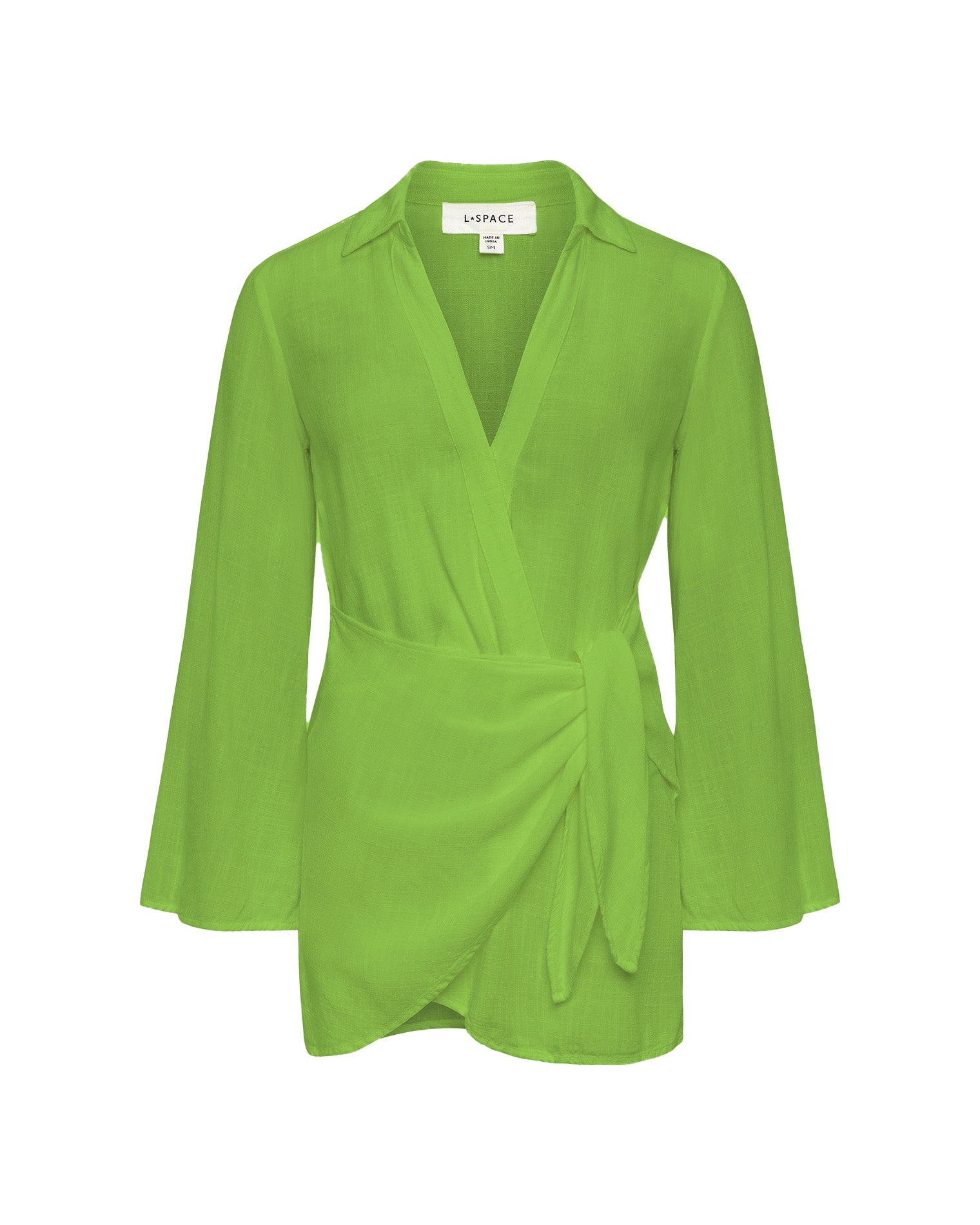 Las Palmas Dress - Verdant LSPACE Las Palmas Dress in verdant, off-model flat lay on white background.