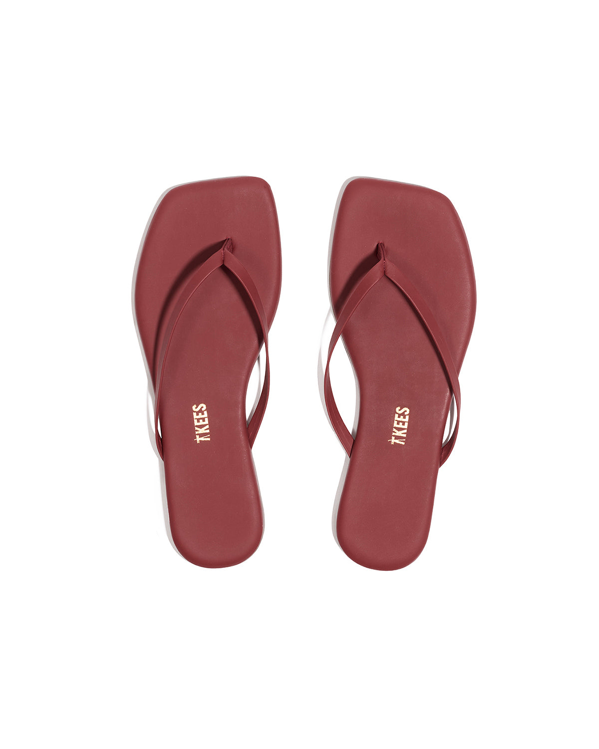 TKEES Square Toe Lily Sandals - Burgundy Top view of the TKEES Square Toe Lily Sandals in burgundy.