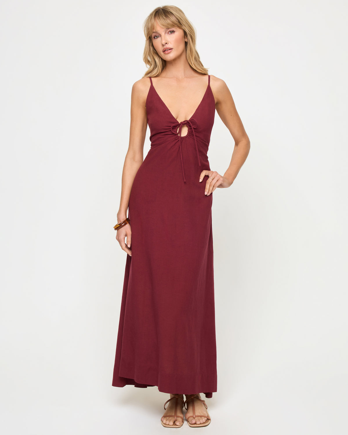 Mabel Maxi Dress - Sangria Sangria | Badge:New Arrival_#B2AC88_#ffffff' Red maxi dress with tie front