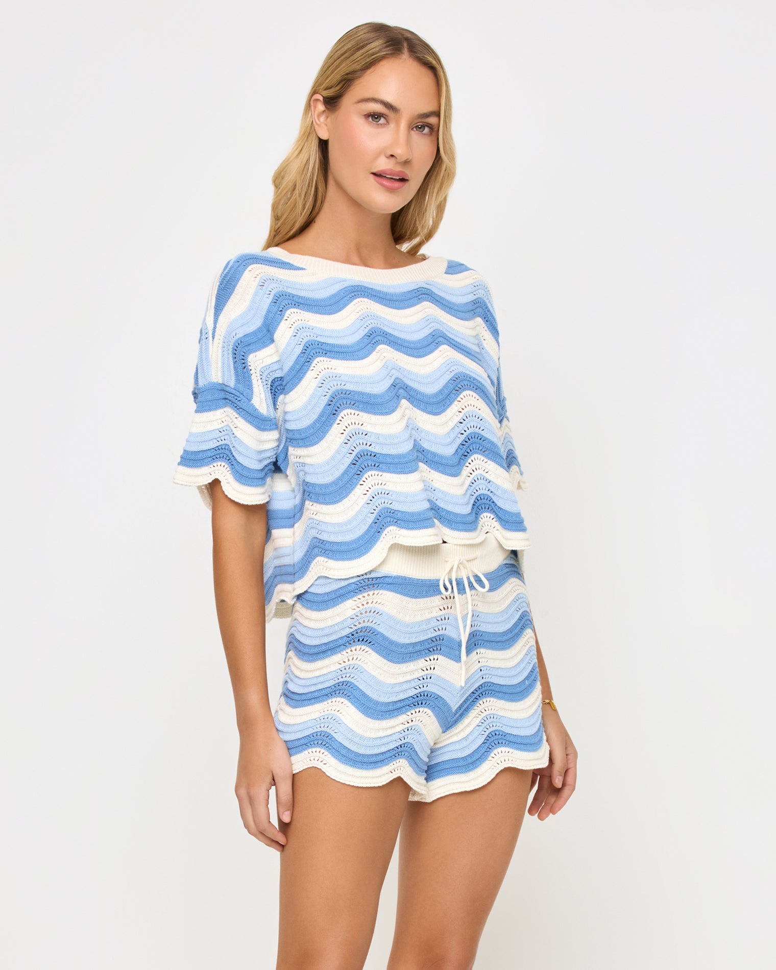 Make Waves Knit Short - Blue Crush Blue Crush | Model: Jessica (size: S) | Hover