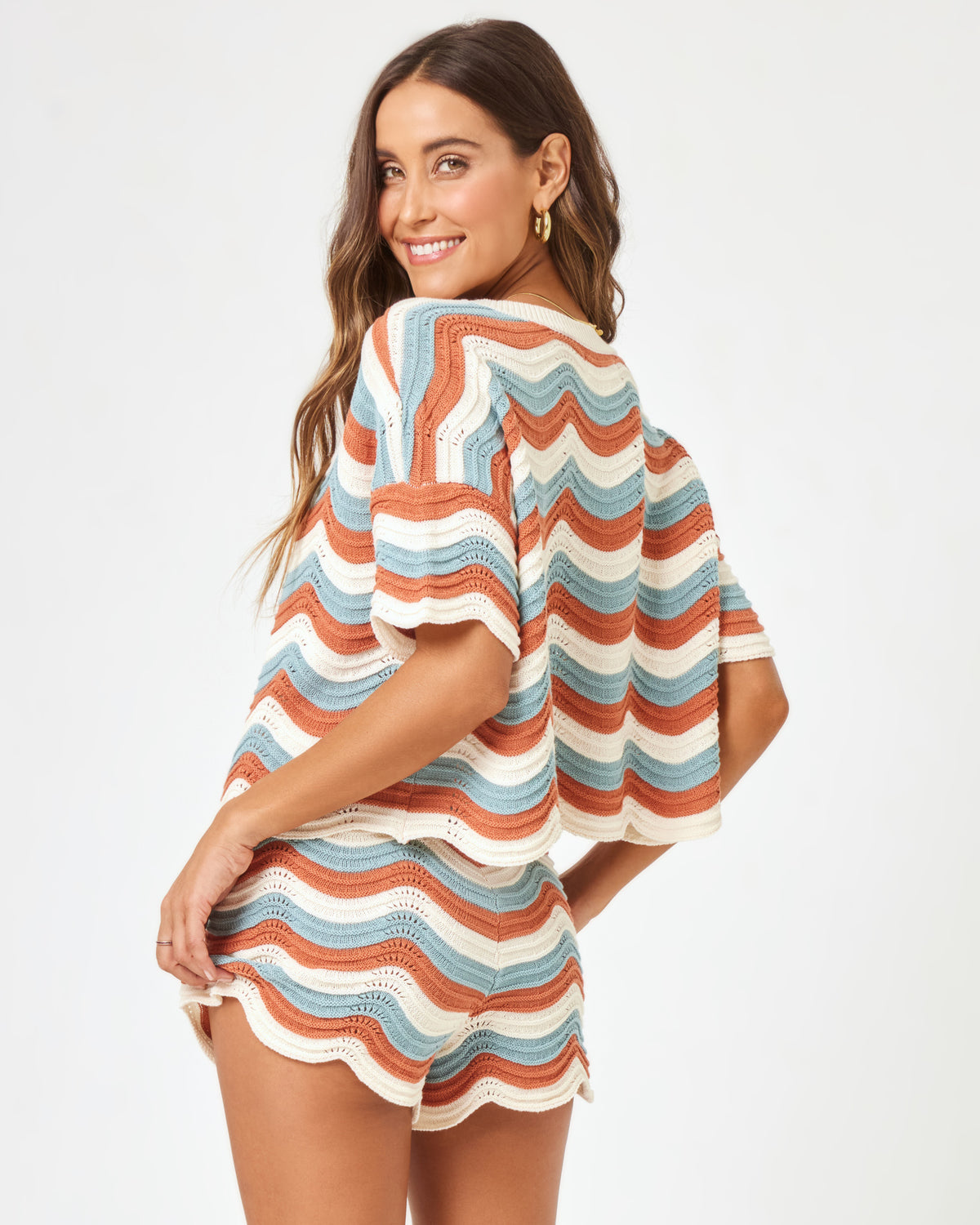 Make Waves Knit Short - Del Mar Stripe Del Mar Stripe | Model: Anna (size: S)