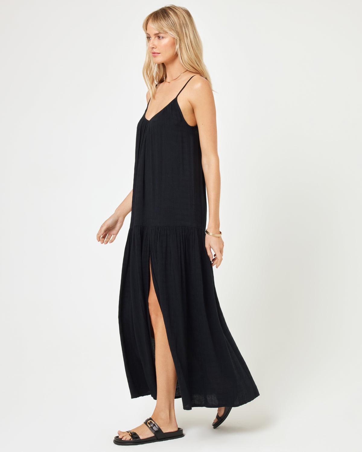 Malibu Dress - Black Black | Model: Lura (size: S) | Hover