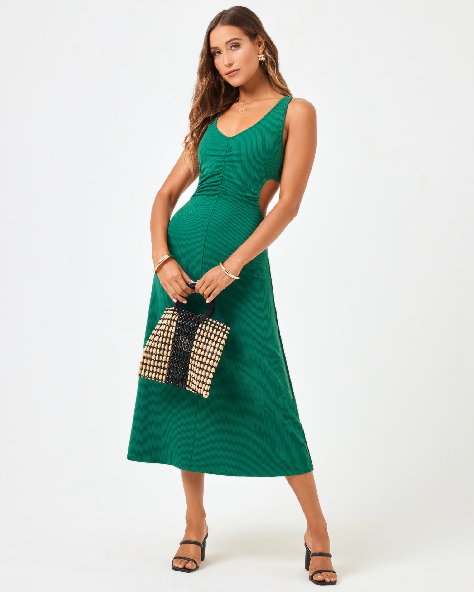 Margot Dress - Emerald Emerald | Model: Anna (size: S) | Hover