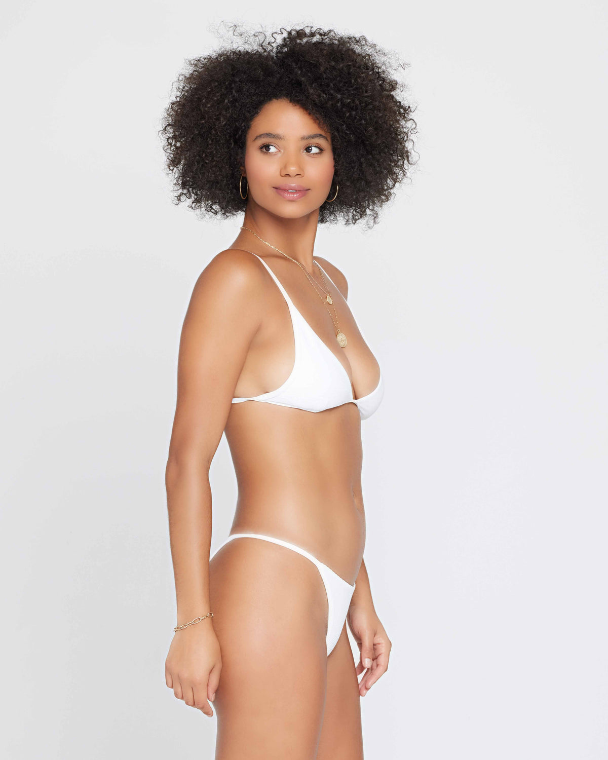 Ribbed Jay Bikini Bottom - White White | Model: Valyn (size: S)