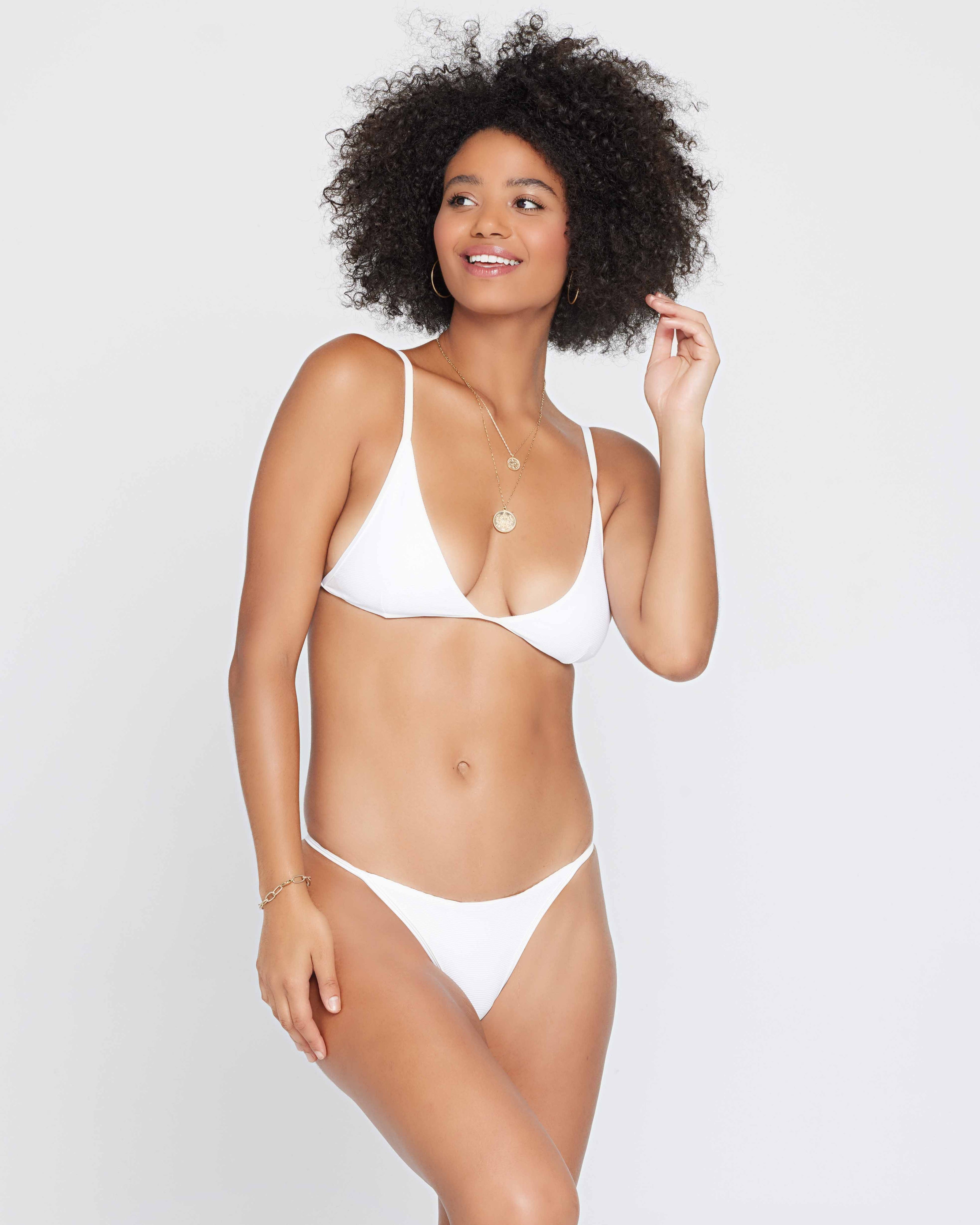 Ribbed Millie Bikini Top - White White | Model: Valyn (size: S) | Hover