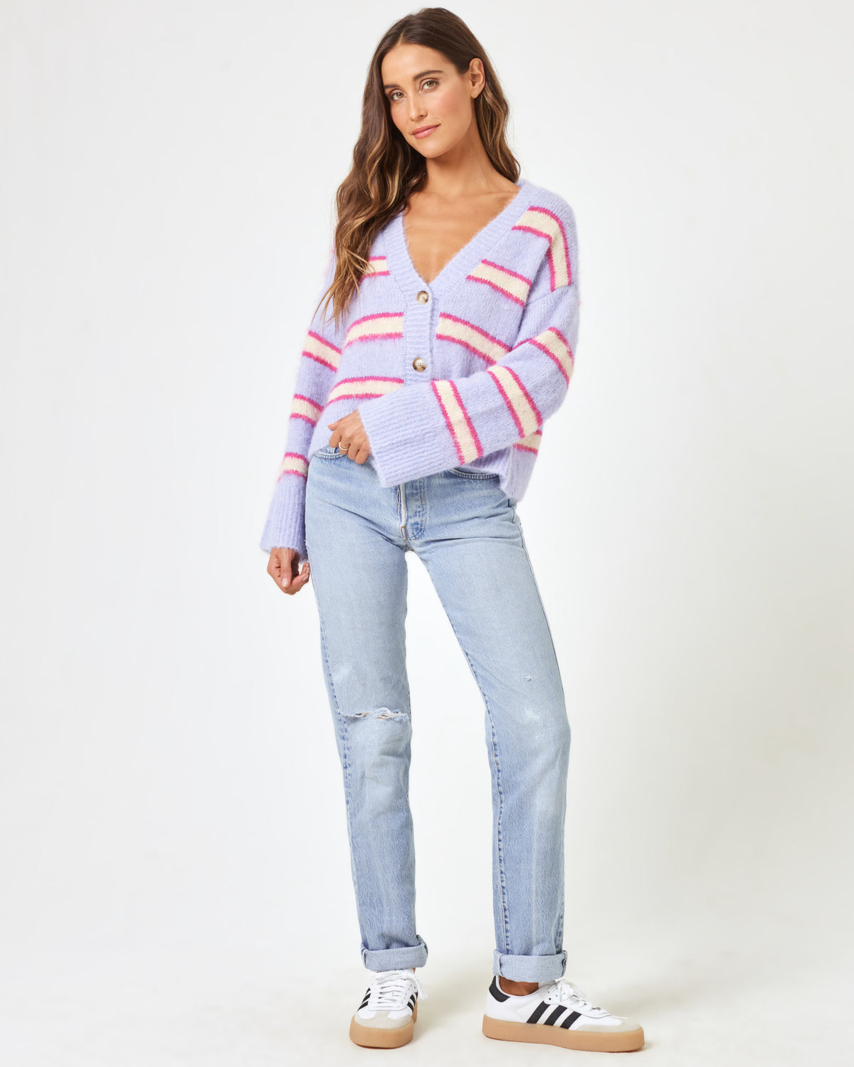 Montauk Sweater - Sandy Dune Stripe Sandy Dune Stripe | Model: Anna (size: S) | Hover