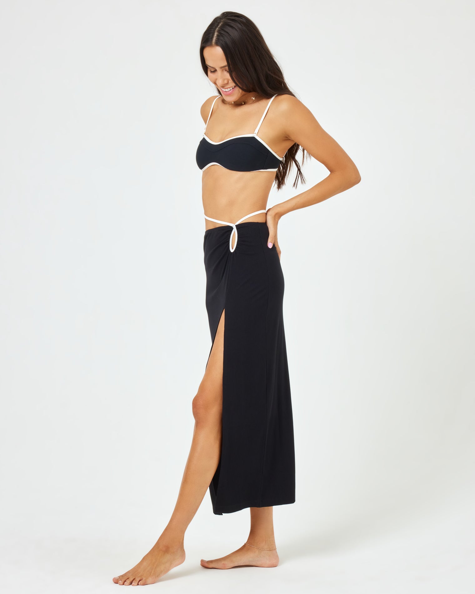 Monae Skirt - Black-Cream Black-Cream | Model: Emily (size: S)