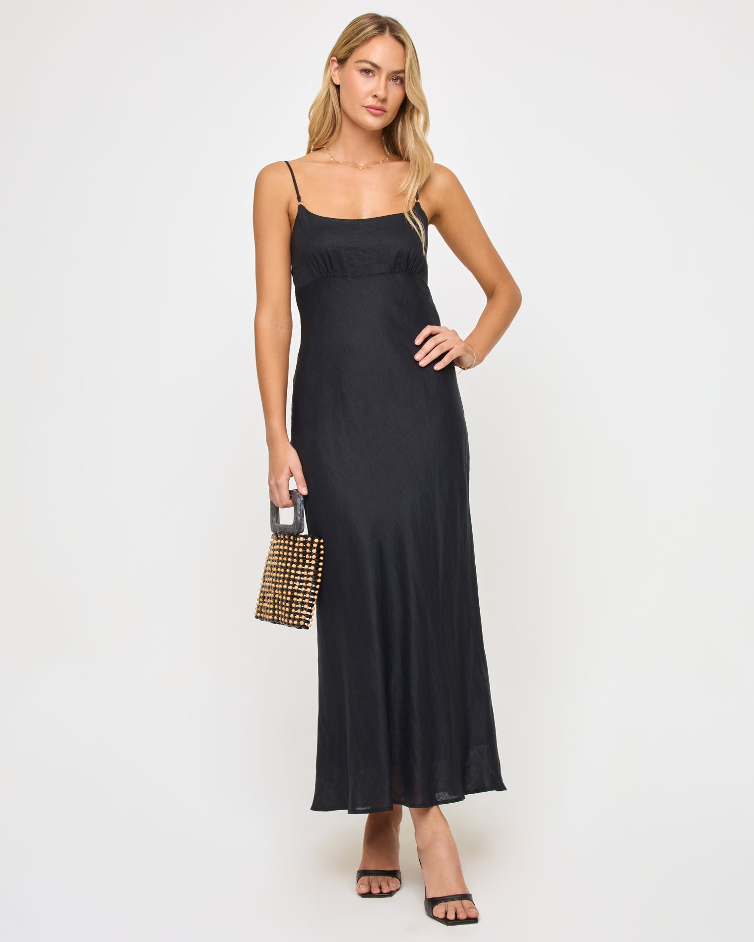 knee length dresses for ladies Linen Maxi Beach Dress Livia XXS / Cloudy Blue
