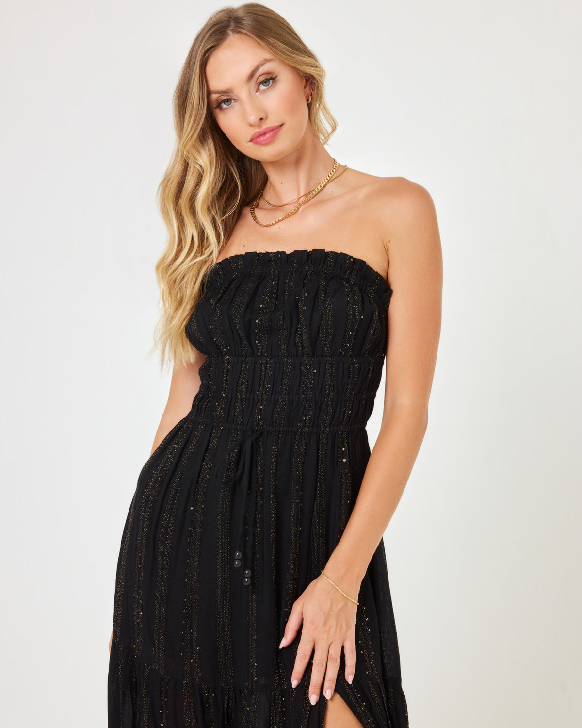 Shimmer Nannai Dress - Black Black | Model: Taylor (size: S)