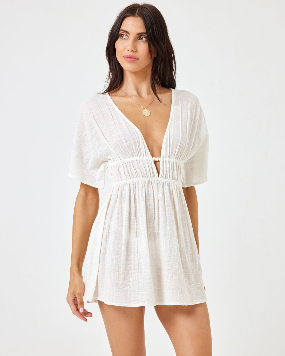 Ocean Eyes Tunic - Cream Cream | Model: Diana (size: S) | Hover