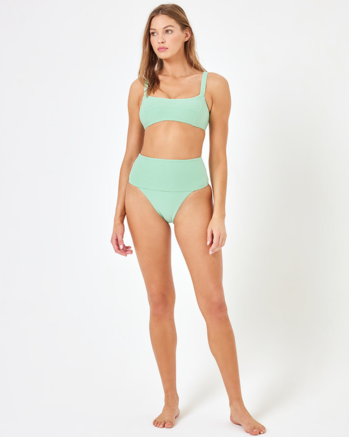 LSPACE X Anthropologie Desi Bikini Bottom - Topaz Topaz | Model: Daria (size: S)