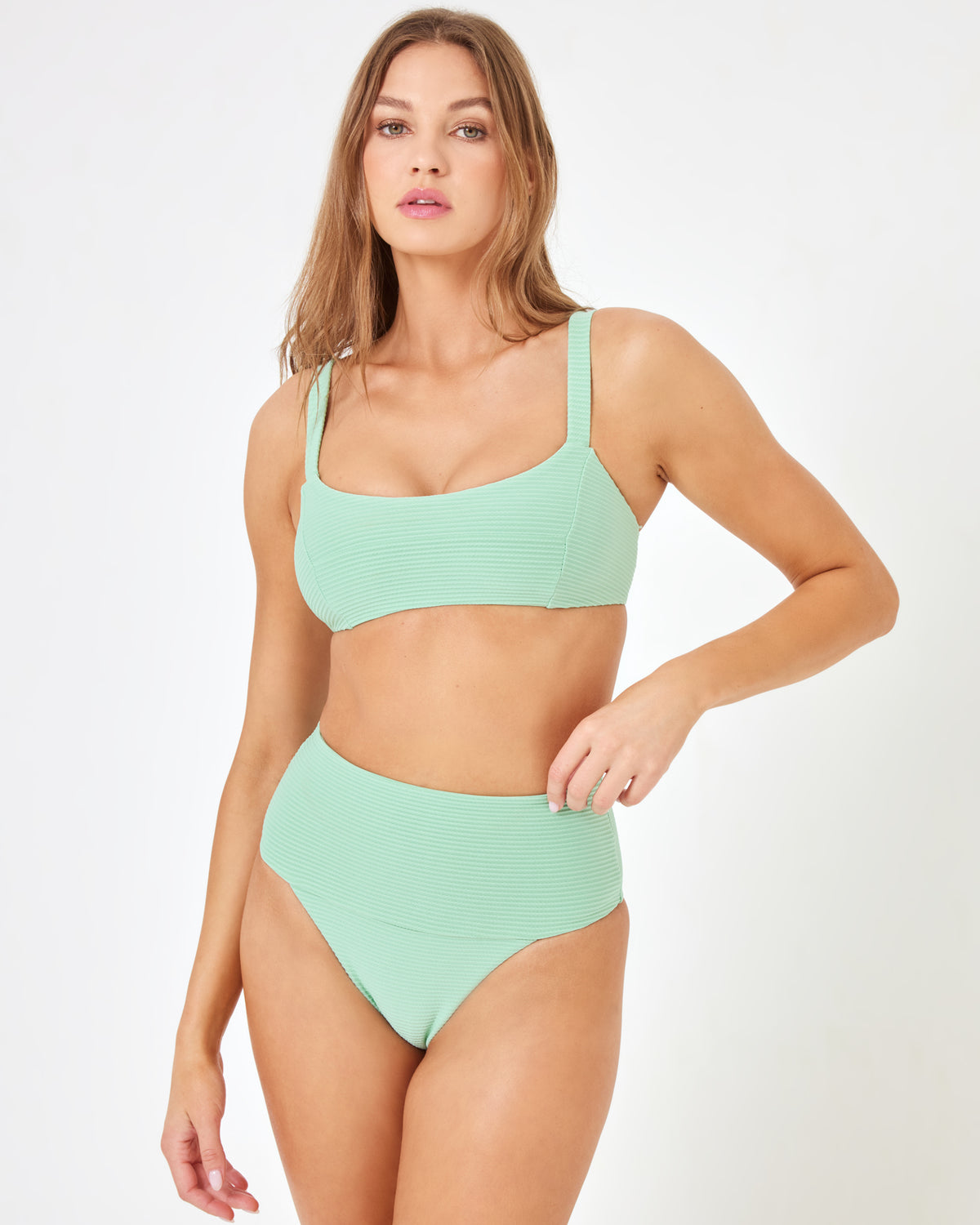 LSPACE X Anthropologie Jess Bikini Top - Topaz Topaz | Model: Daria (size: S) | Hover