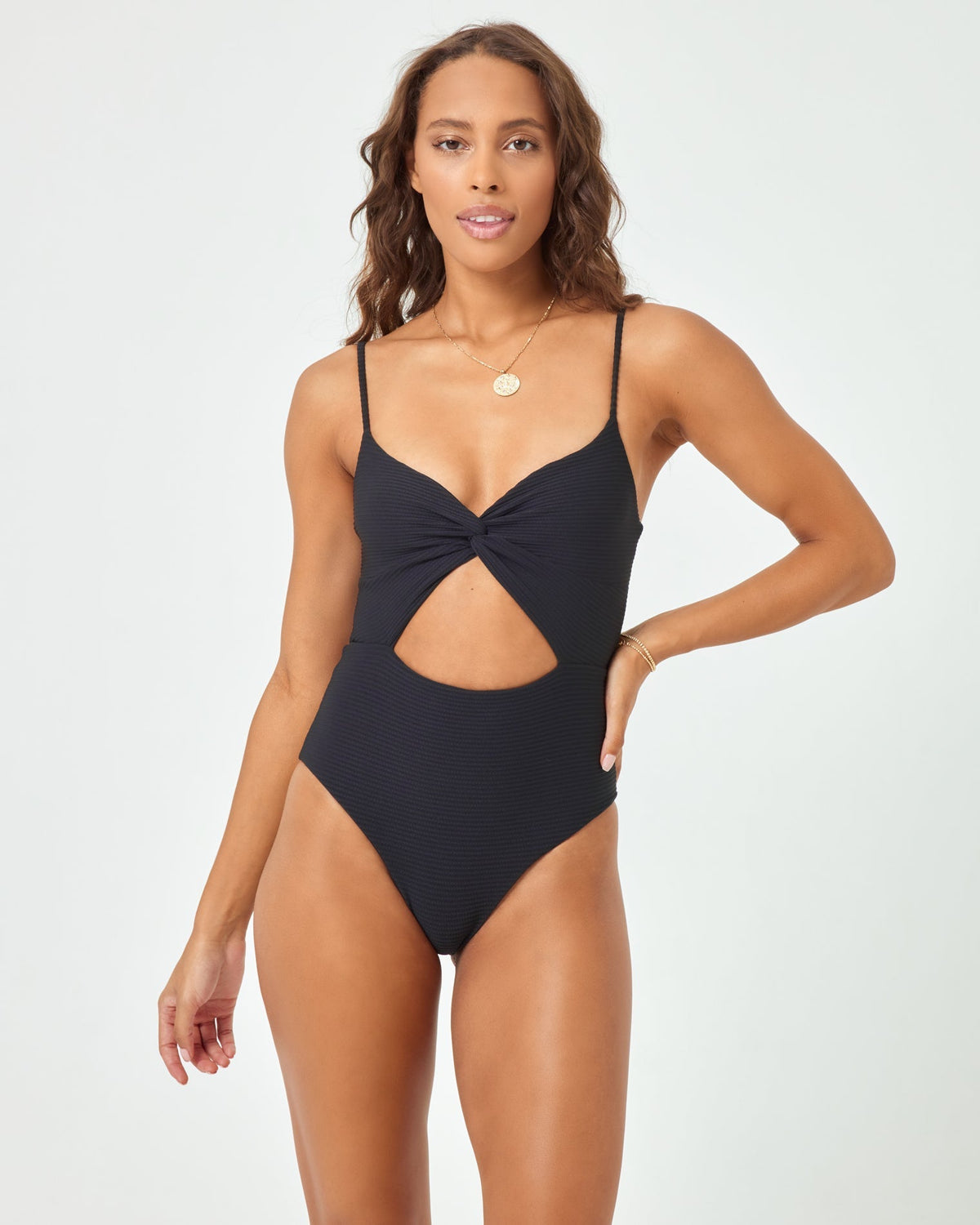 Eco Chic Repreve® Kyslee One Piece Swimsuit - Black Black | Model: Natalie (size: S)
