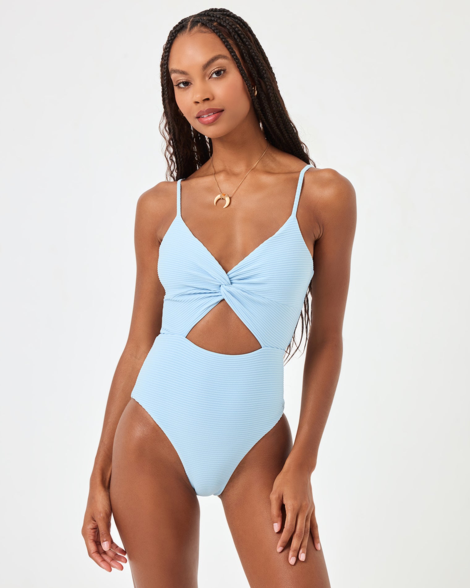 Eco Chic Repreve® Kyslee One Piece Swimsuit - Sky Blue Sky Blue | Model: Taelor (size: S)